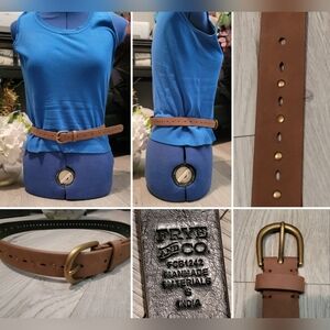 Frye and Co. Brown Belt + Rivet Stud, Model F6B1242, 38" (28-36" usable), Small